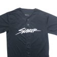 SPORT-TEK Slander Mens T-Shirt Black Button Neck S For Cheap