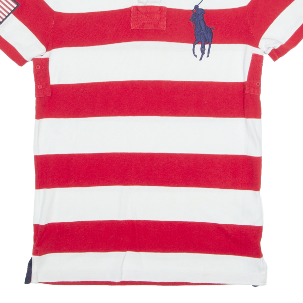 POLO RALPH LAUREN Custom Slim Fit Mens Polo Shirt Red Striped XS Hot on Sale