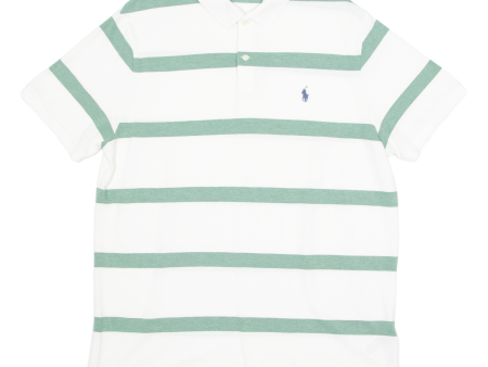 POLO RALPH LAUREN Custom Slim Fit Mens Polo Shirt White Striped XL Cheap