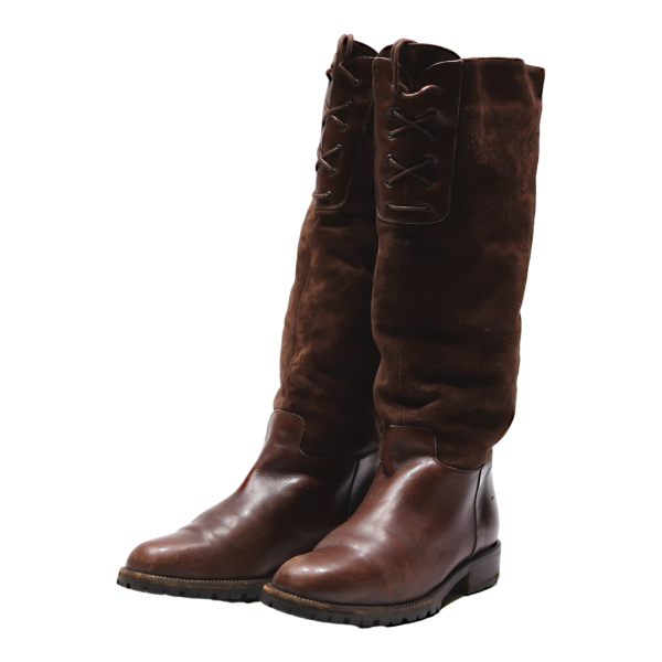 High Boots Brown Leather Womens UK 4.5 For Cheap