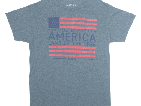 5 STAR God Bless America Mens T-Shirt Grey USA L Supply