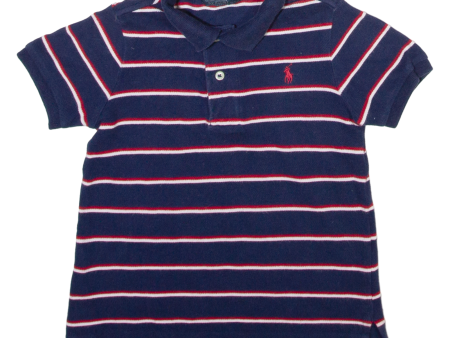 POLO RALPH LAUREN Boys Polo Shirt Blue Striped 2Y Hot on Sale