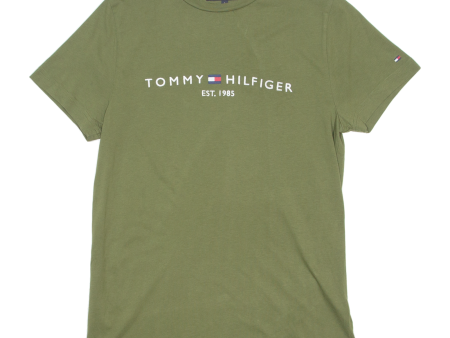 TOMMY HILFIGER Mens T-Shirt Green Crew Neck S Online Hot Sale