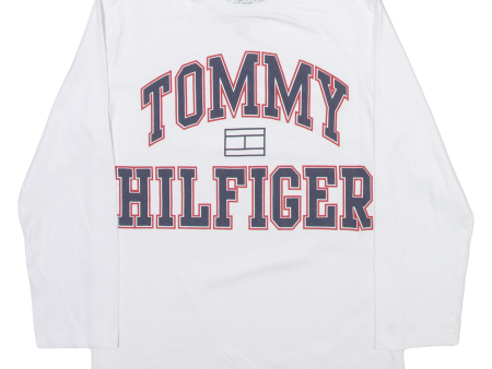 TOMMY HILFIGER Boys T-Shirt White Long Sleeve L Hot on Sale