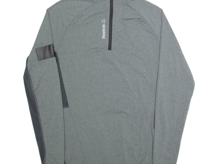 REEBOK Mens T-Shirt Grey Long Sleeve 1 2 Zip S For Sale