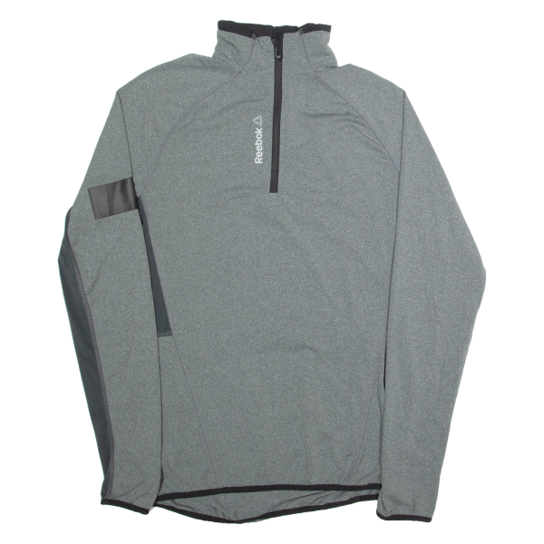 REEBOK Mens T-Shirt Grey Long Sleeve 1 2 Zip S For Sale