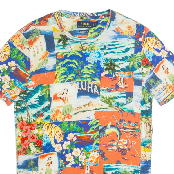 POLO RALPH LAUREN Custom Slim Fit Hawaii Mens T-Shirt Blue S Online