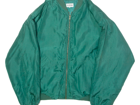 DA DESIGN Mens Bomber Jacket Green Silk 90s XL Cheap