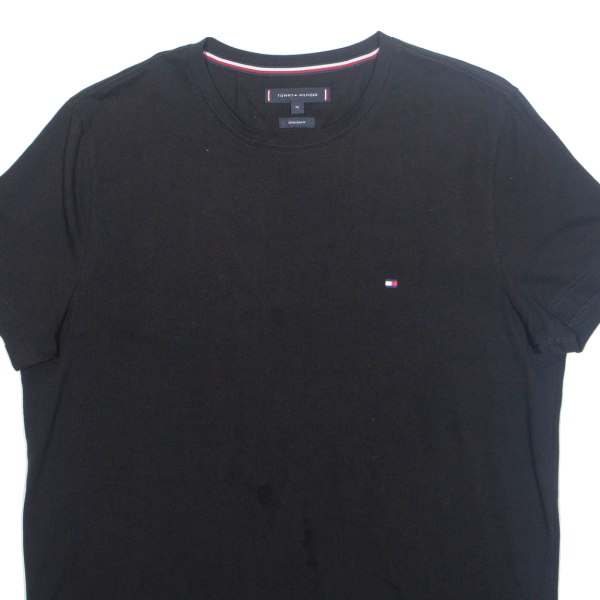 TOMMY HILFIGER Slim Fit Mens T-Shirt Black XL Hot on Sale