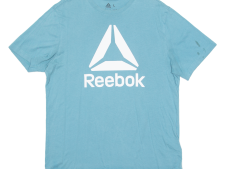 REEBOK Mens T-Shirt Blue Crew Neck L Online Hot Sale