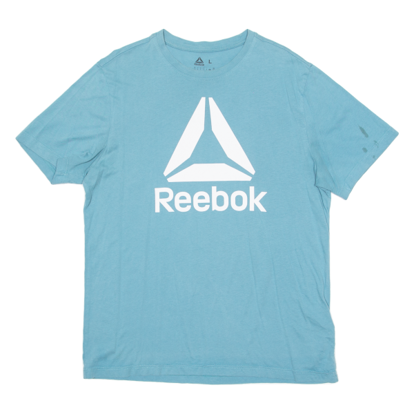 REEBOK Mens T-Shirt Blue Crew Neck L Online Hot Sale