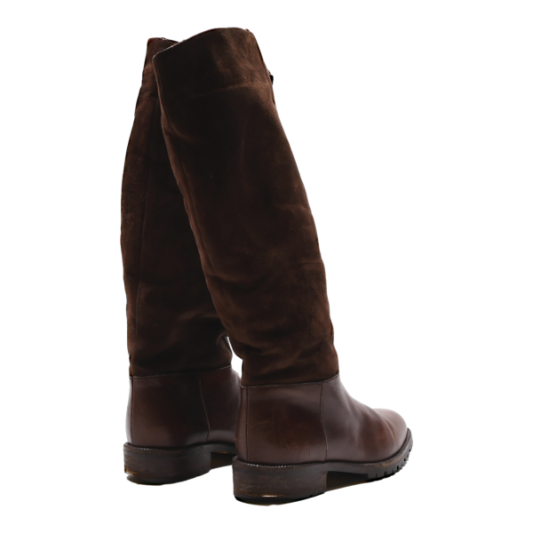 High Boots Brown Leather Womens UK 4.5 For Cheap