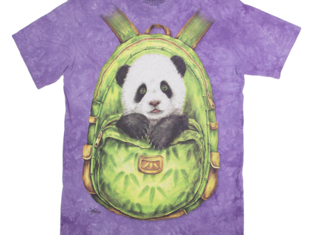 THE MOUNTAIN Panda Mens T-Shirt Purple L For Sale