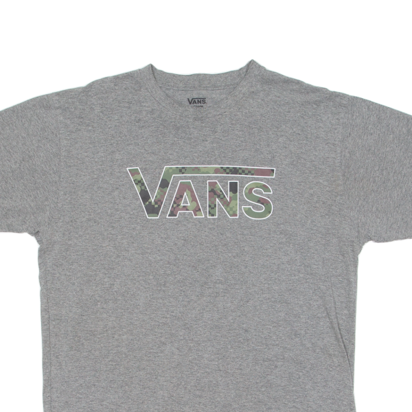 VANS Camo Mens T-Shirt Grey Crew Neck M Online