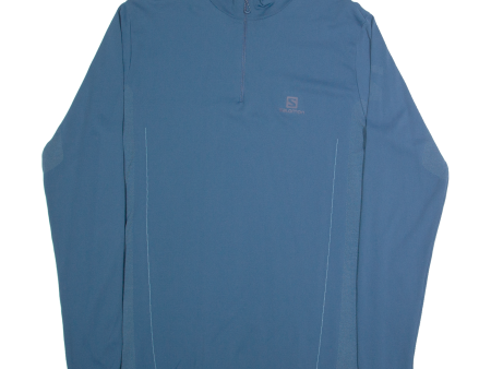 SALOMON Mens T-Shirt Blue Long Sleeve 1 2 Zip M Cheap