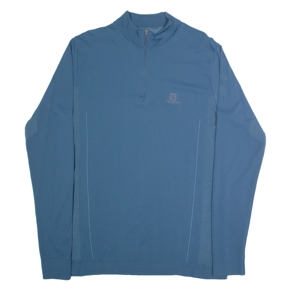 SALOMON Mens T-Shirt Blue Long Sleeve 1 2 Zip M Cheap