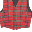 TEDESCO Mens Blazer Waistcoat Red Viscose 90s Plaid M For Discount