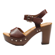 GRACELAND Block Heels Brown Leather Womens UK 5 Online