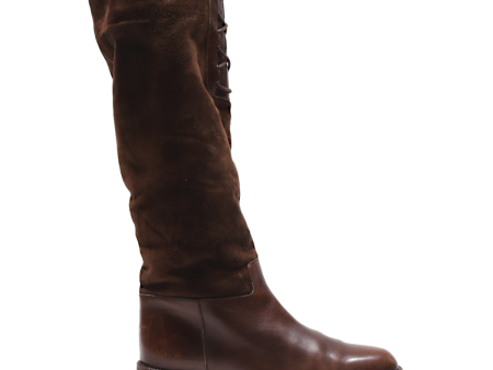 High Boots Brown Leather Womens UK 4.5 For Cheap