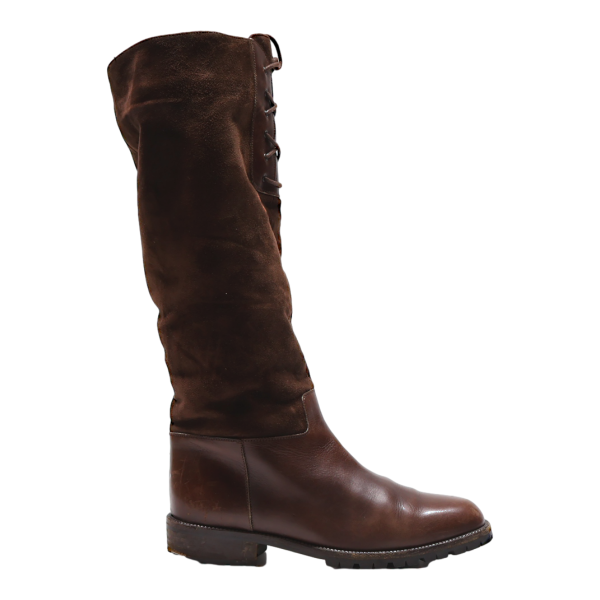 High Boots Brown Leather Womens UK 4.5 For Cheap