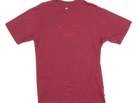 NIKE SB Loose Fit Mens T-Shirt Maroon Crew Neck XS Online