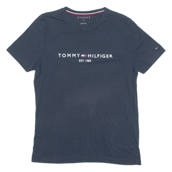 TOMMY HILFIGER Mens T-Shirt Blue Crew Neck L Discount