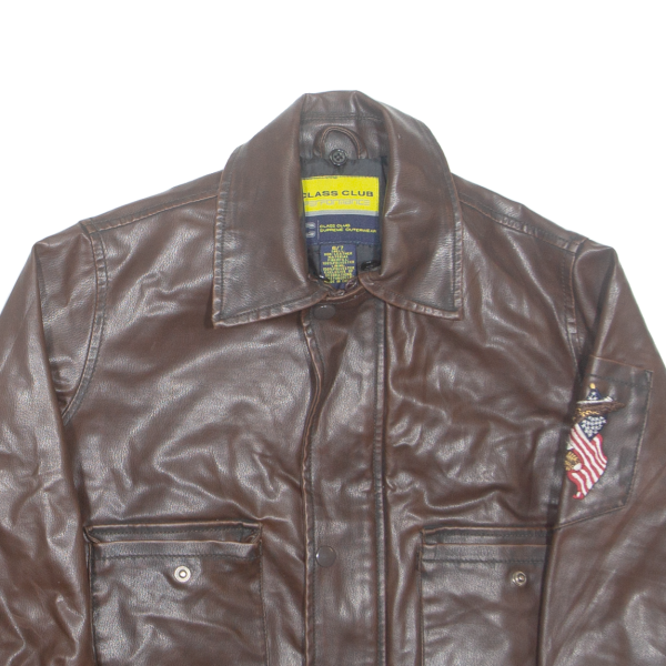 CLASS CLUB Boys Jacket Brown Faux Leather 6-7Y Fashion