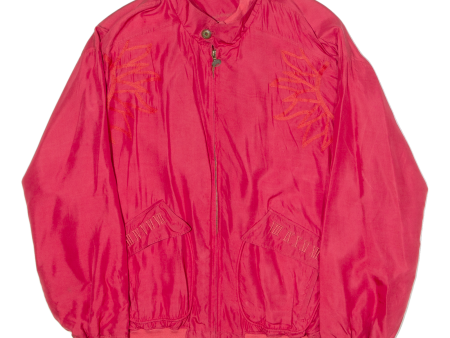 CARLO COLUCCI Embroidered Mens Bomber Jacket Red Silk 90s XL Supply