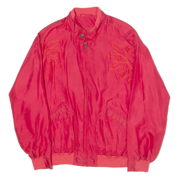 CARLO COLUCCI Embroidered Mens Bomber Jacket Red Silk 90s XL Supply