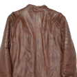 REAL LEATHER GARMENTS Mens Biker Jacket Brown Leather XL For Sale