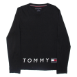 TOMMY HILFIGER Mens T-Shirt Black Long Sleeve L Cheap