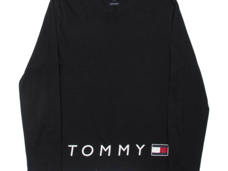 TOMMY HILFIGER Mens T-Shirt Black Long Sleeve L Cheap