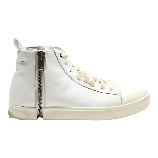 DIESEL High Top Trainers White Leather Mens UK 11.5 Online Sale