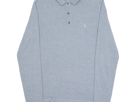 ALL SAINTS Mens Polo Shirt Grey Long Sleeve M For Sale