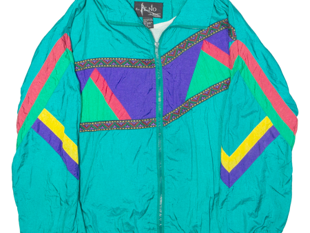 E. RENO SPORT Mens Shell Jacket Green Nylon 80s Crazy Pattern S Online