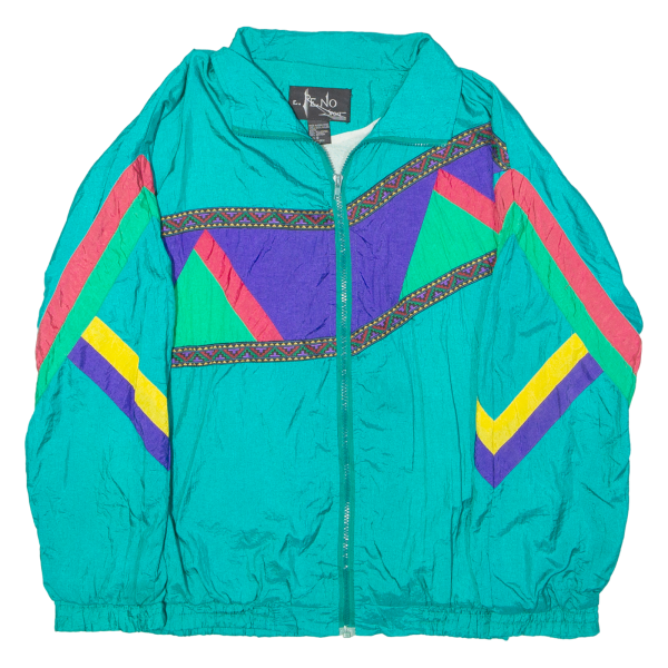 E. RENO SPORT Mens Shell Jacket Green Nylon 80s Crazy Pattern S Online