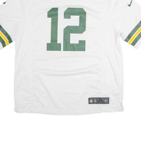 NIKE NFL Green Bay Packers 12 Rodgers Mens Jersey White USA V-Neck XL Fashion