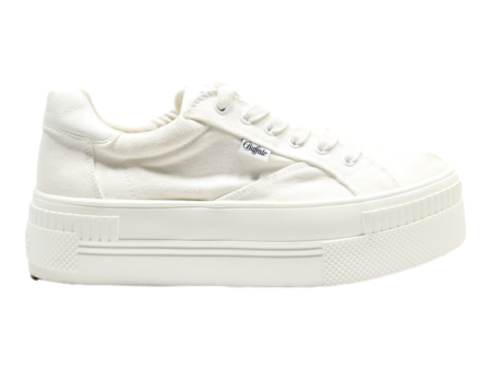 BUFFALO Platform Trainers White Canvas Womens UK 6 Hot on Sale