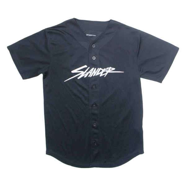 SPORT-TEK Slander Mens T-Shirt Black Button Neck S For Cheap