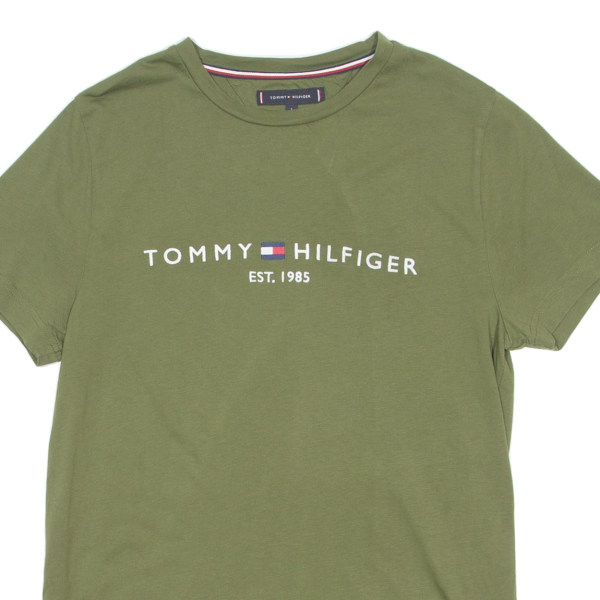 TOMMY HILFIGER Mens T-Shirt Green Crew Neck S Online Hot Sale