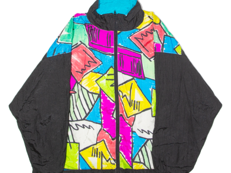 MURELI Womens Shell Jacket Black 80s Crazy Pattern XL For Sale