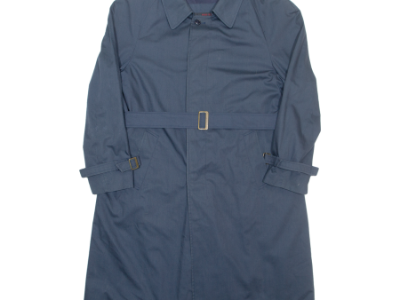 HOUSE OF SCOTLAND Belted Mens Trench Coat Blue L Sale