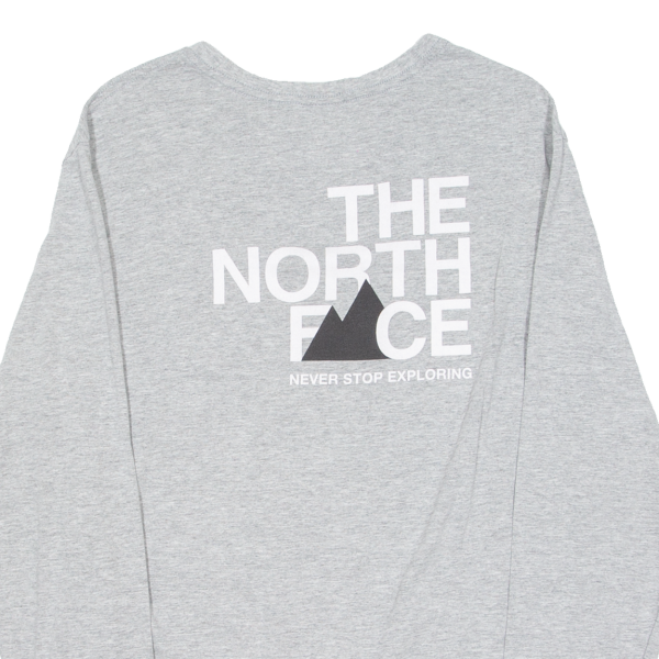 THE NORTH FACE Mens T-Shirt Grey Long Sleeve Crew Neck M For Cheap