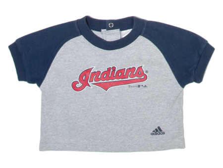 ADIDAS Cleveland Indians Boys T-Shirt Grey USA Button Neck 6-9 Months on Sale