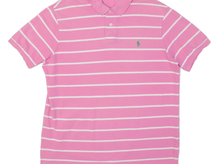 POLO RALPH LAUREN Custom Fit Mens Polo Shirt Pink Striped XL Cheap