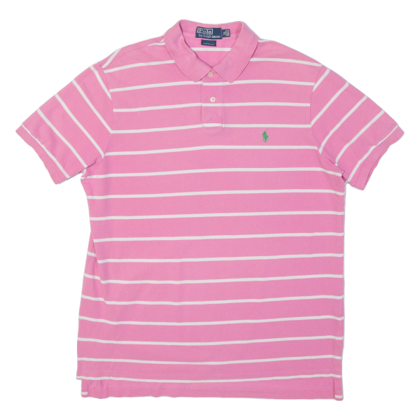 POLO RALPH LAUREN Custom Fit Mens Polo Shirt Pink Striped XL Cheap