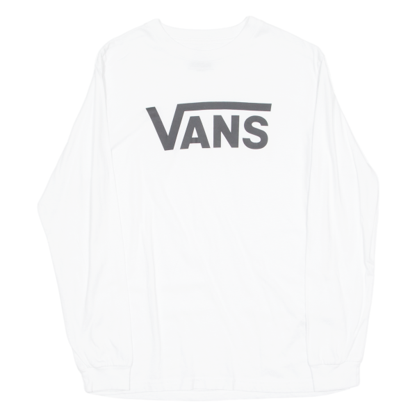 VANS Boys T-Shirt White Long Sleeve Crew Neck L Online Hot Sale