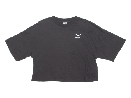 PUMA Cropped Womens T-Shirt Black Crew Neck M Online