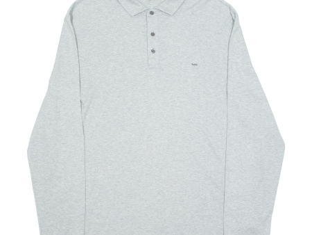 MICHAEL KORS Mens Polo Shirt Grey Long Sleeve 2XL For Discount