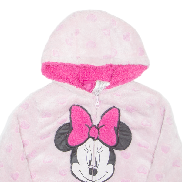 DISNEY Faux Fur Minnie Mouse Girls Jacket Pink Hooded 5Y on Sale